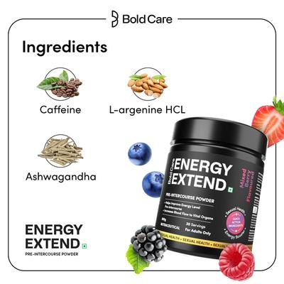 Bold Care Energy Extend Elixir Pre-intercourse Powder - Mixed Berry Flavour 300 g - Other Supplements