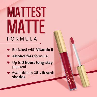 MyGlamm Ultimatte Long Stay Matte Liquid Lipstick-Cherry Hottie 2.5 ml - Lipsticks