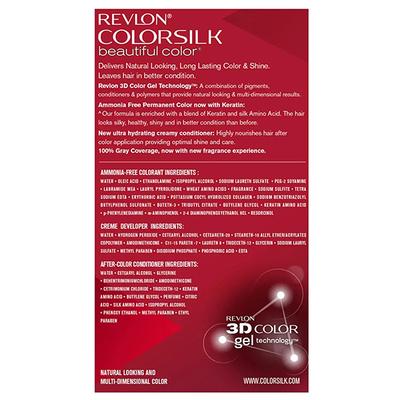 Revlon Colorsilk Hair Color With Keratin - 3D Color No Ammonia Deep Burgundy 3DB (40ml+40ml+11.8ml) 1's - Crème