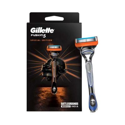 Gillette Fusion Men's Razor For Shave & Beard Shape With Battlegrounds Mobile India (BGMI) Handle 1's - Razors & Cartridges