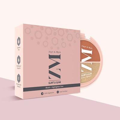 Zayn & Myza Glint & Glow Glam Blush + Highlighter Duo 8 gm - Blush Brush