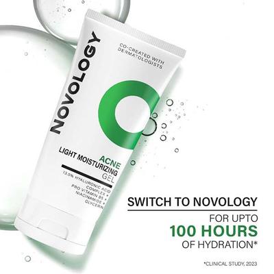 Novology Acne Light Moisturizing Gel for Oily, Acne Prone Skin - Upto 100 Hours of Hydration 50 gm - Face Moisturizers