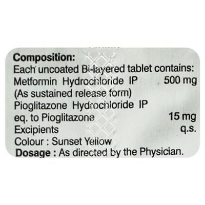 PIOGLIZONE M 15 Tablet 10's - Diabetes-Ant