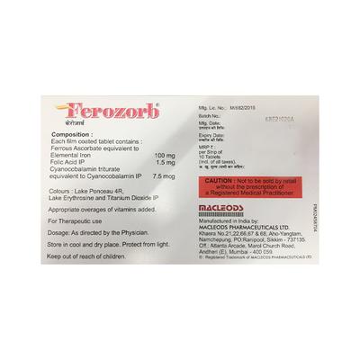Ferozorb Tablet 10'S - Iron Supplement/Anaemia-Vma
