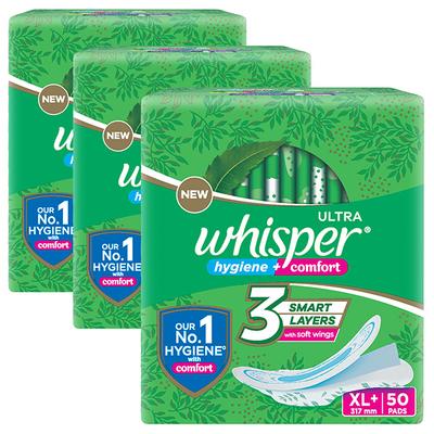 Whisper Combo of Ultra Clean XL+ for Women Sanitary Pad 150's - Sanitary Napkins