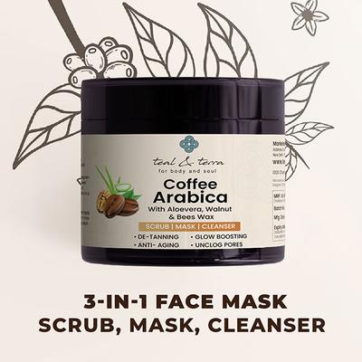 Teal & Terra 3-In-1 Face Mask Coffee Arabica 100 gm - Face Packs