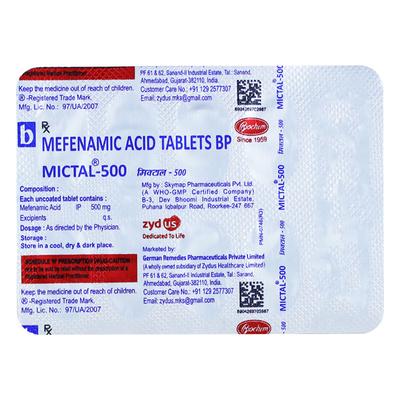 MICTAL 500 Tablet 10's - Pain relief-Nsa