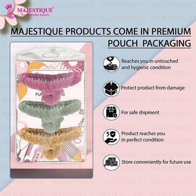 Majestique Soft Faux Fleece Fur Large Hair Clutcher Hair Claw Clips Hair Accessories Hair Clip - Multicolor 3's - Hair Clips/Bands