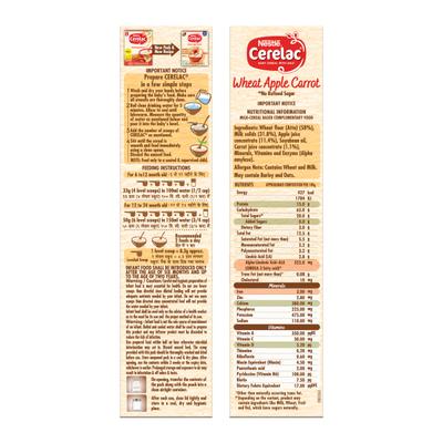 Nestle Cerelac Baby Food Cereal No Refined Sugar No Preservatives - Wheat Apple Carrot (For 6 to 24 Months Baby) 300 g - Baby And Infant Supplements