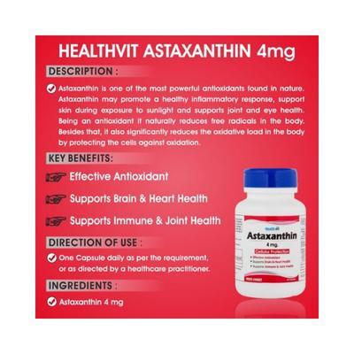 Healthvit AstaxanthinCapsules For Cellular Protection 60's - General Health