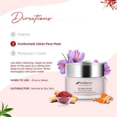 Astaberry Indulge Kumkumadi Ubtan Face Mask -Rejuvenating & Helps Reduce Blemishes 50 gm - Masks & Peels