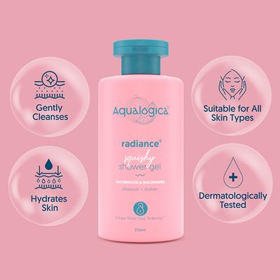 Aqualogica Radiance + Squishy Shower Gel With Watermelon & Niacinamide 250 ml - Shower Gels & Body Wash
