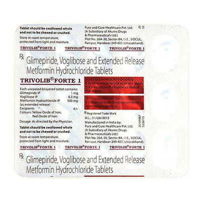 TRIVOLIB FORTE 1 Tablet 15's - Diabetes-Ant