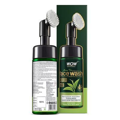 WOW Skin Science Green Tea Foaming Face Wash with Built-In Face Brush 100 ml - Face Washes
