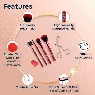 Gubb Beauty Favourites 4 Makeup Brushes 1 Eyelash Curler Rose Gold 1 Beauty Blender 1's - Face Brush