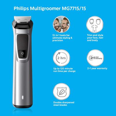 Philips Multigroom Series 7000 13-in-1, Face, Hair and Body Trimmer/Clipper (MG7715/15) 1's - Trimmers