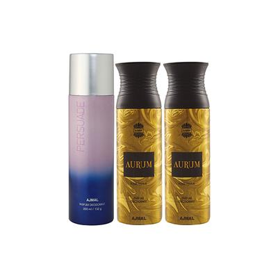 Ajmal 1 Persuade And 2 Aurum Femme Deodorants Pack of 3 200 ml - Deodorants/Roll-Ons