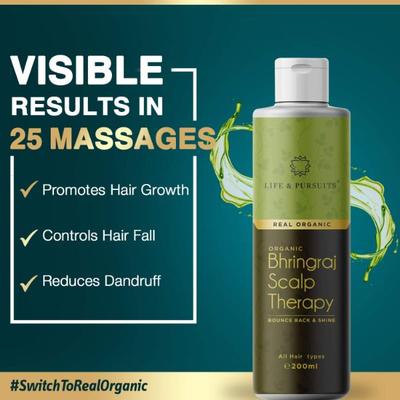 Life & Pursuits Real Organic Bhringraj Scalp Therapy Hair Oil 200 ml - Hair Oils