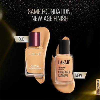 Lakme FOREVER MATTE FOUNDATION for Superior Coverage, Vit E, lightweight & water-resist Pearl, 27ml - Foundation