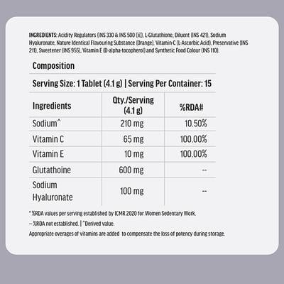 HealtHKart HK Vitals Glutathione, Orange Flavour (Effervescent Tablets) 15's - Multi-Vitamins
