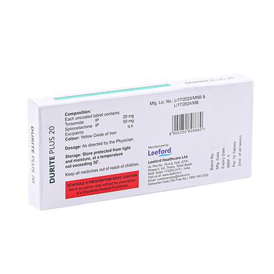 DURITE PLUS 20 Tablet 10's - Hypertension-Diu