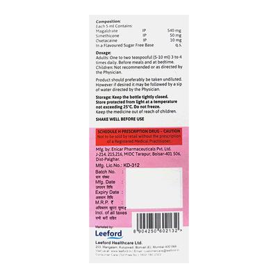 GASOWEL PLUS SUGAR FREE MINT FLAVOUR Oral Suspension 170ml - Ulcer/Reflux/Flatulence-Aaa