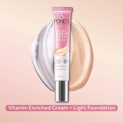 Pond's BB+ Cream, Instant Spot Coverage + Light Make - Up Glow, Ivory SPF 30 Pa++ 18gm - Face Moisturizers