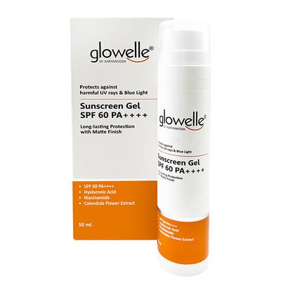Aryanveda Glowelle Sunscreen Gel Spf 60 PA++++ Invisible Matte Finish & Broad Spectrum & UV A & UV B Protection 50 ml - Face Sunscreen