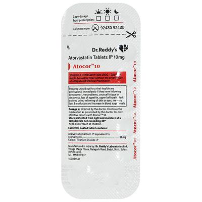 ATOCOR 10mg Tablet 15's - High Cholesterol-Dys