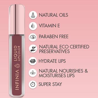 Infinia Liquid Lip Color Liquid Lipstick M 72 Long Lasting and Waterproof 5 ml - Liquid Lipsticks