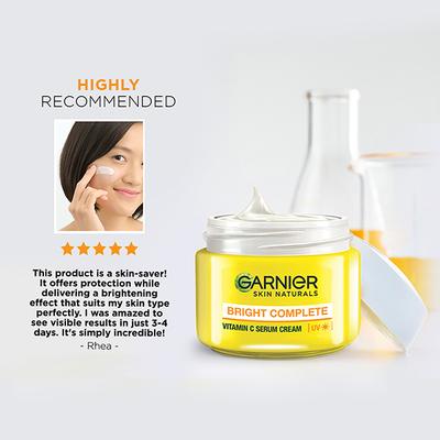 Garnier Bright Complete 3X Vitamin C+Lemon Serum Cream UV 45gm - Lotions & Creams