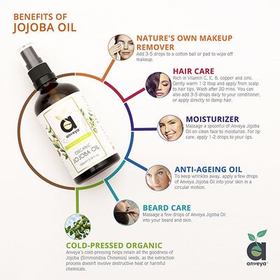 Anveya Jojoba Oil, Organic 100ml - Carrier Oils