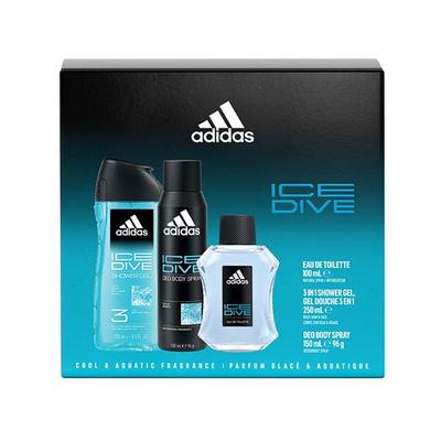 Adidas Ice Dive Gift Set (Eau de Toilette 100ml + Deo Body Spray 150ml + Shower Gel 250ml) 1's - Men Perfumes (Edt/Edp)