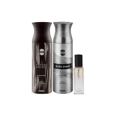 Ajmal Carbon & Silvershade Deo & Aretha EDP Pack of 3 20 ml - Women Perfumes (Edt/Edp)