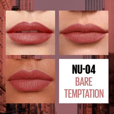 Maybelline New York Sensational Liquid Matte Lipstick, NU04 Bare Temptation 7 ml - Lipsticks