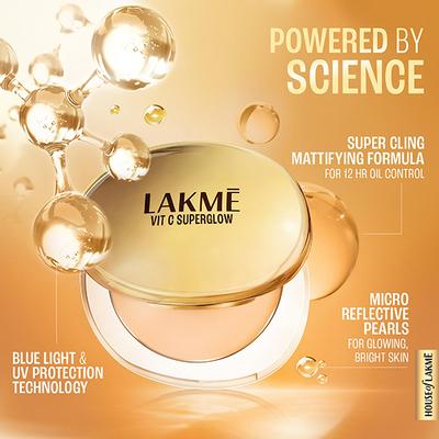 Lakme Makeup+Skincare Vitc Superglow Skin Perfecting Compact Ivory10 8 gm - Compact Powder