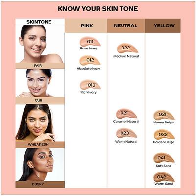 Faces Canada All Day Hydra Matte Foundation 3-In-1 Foundation + Moisturizer + SPF 30 24 Hr Aloe Hydration & Vitamin C 10Hr Long Wear Warm Natural 021 25ml - Foundation