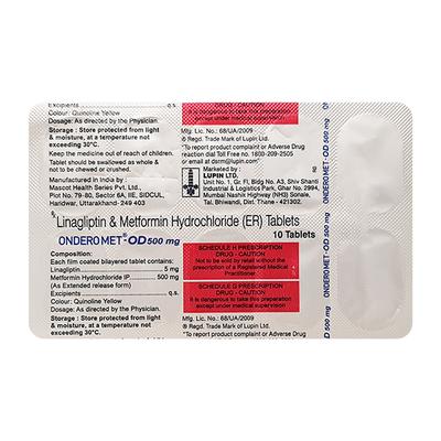 ONDERO MET OD 500mg Tablet 10's - Diabetes-Ant