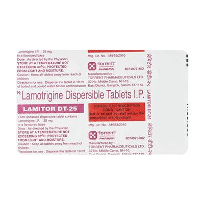 LAMITOR DT 25mg Tablet 15's - Epilepsy/Convulsion-Ant