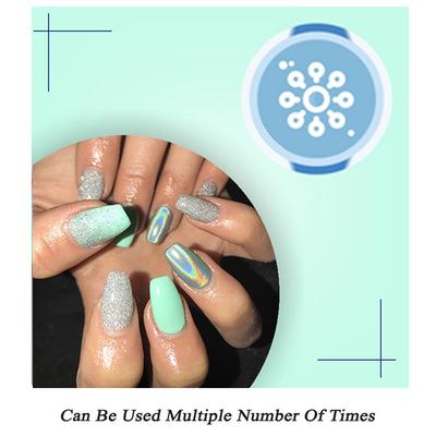 Handmade Press On Gel Nails - Holographic Sea Green 50 gm - Nail Polish
