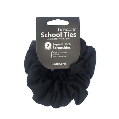 Basicare Supa-Stretch Scrunchies Black 2's - Hair Clips/Bands