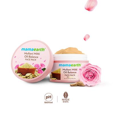 Mamaearth Multani Mitti Oil Balance Face Pack Multani Mitti & Bulgarian Rose Normal Oily Skin 200 gm - Face Packs