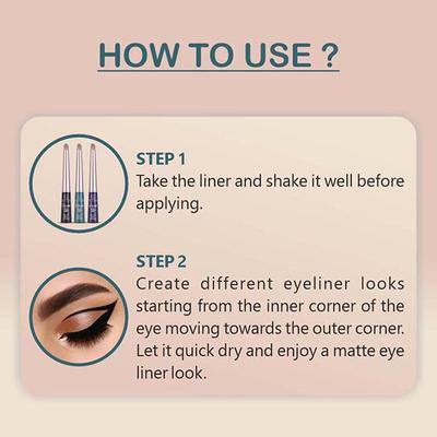 Half N Half Power Up Felt Tip Matte Eyeliner, 24H Long Lasting- Supreme Black 4.8 ml - Eyeliners