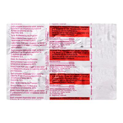 Ceftas 400mg Tablet 10'S - Bacterial Infections-Cep