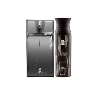 Ajmal Kuro EDP Aromatic Spicy Perfume And Carbon Homme Deodorant Citrus Spicy Fragrance 290 ml - Men Perfumes (Edt/Edp)