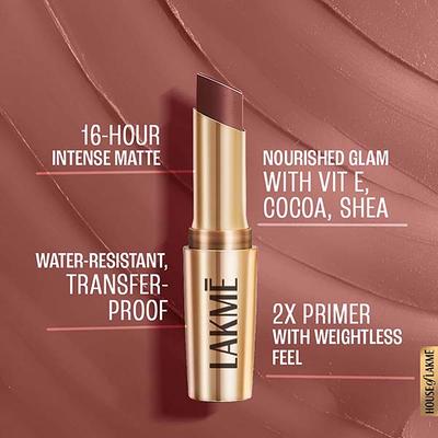 Lakme 9to5 Powerplay Priming Matte Lipstick, Lasts 16hrs, Coffee Command, 3.6 gm - Lipsticks