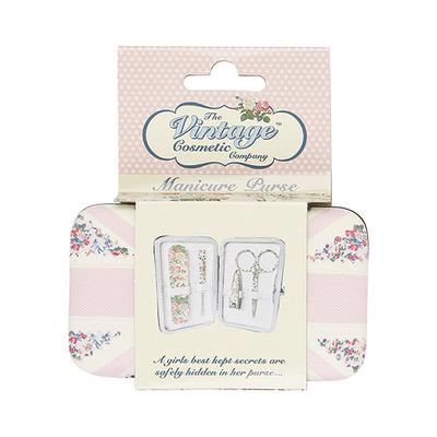 Vintage Cosmetic Manicure Purse Pink Flag 1's - Manicure & Pedicure Kits