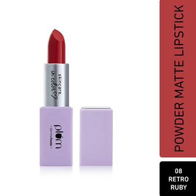 Plum Velvet Haze Matte Lipstick SPF 30, Powder Matte Finish, with Ceramides, 08 Retro Ruby 4.2 gm - Lipsticks