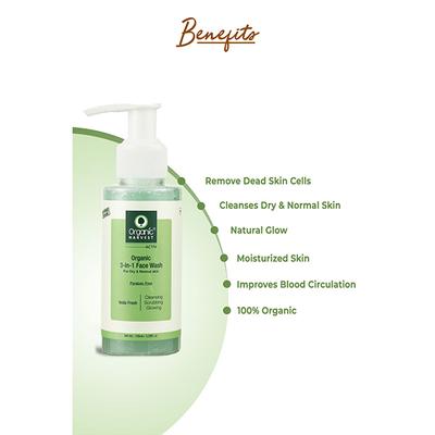 Organic Harvest 3-in-1 Face Wash for Dry and Normal Skin 100 ml - Face Wash & Cleansers