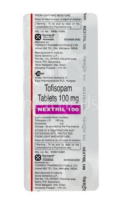Nextril 100mg Tablet 10'S - Anxiety-Anx